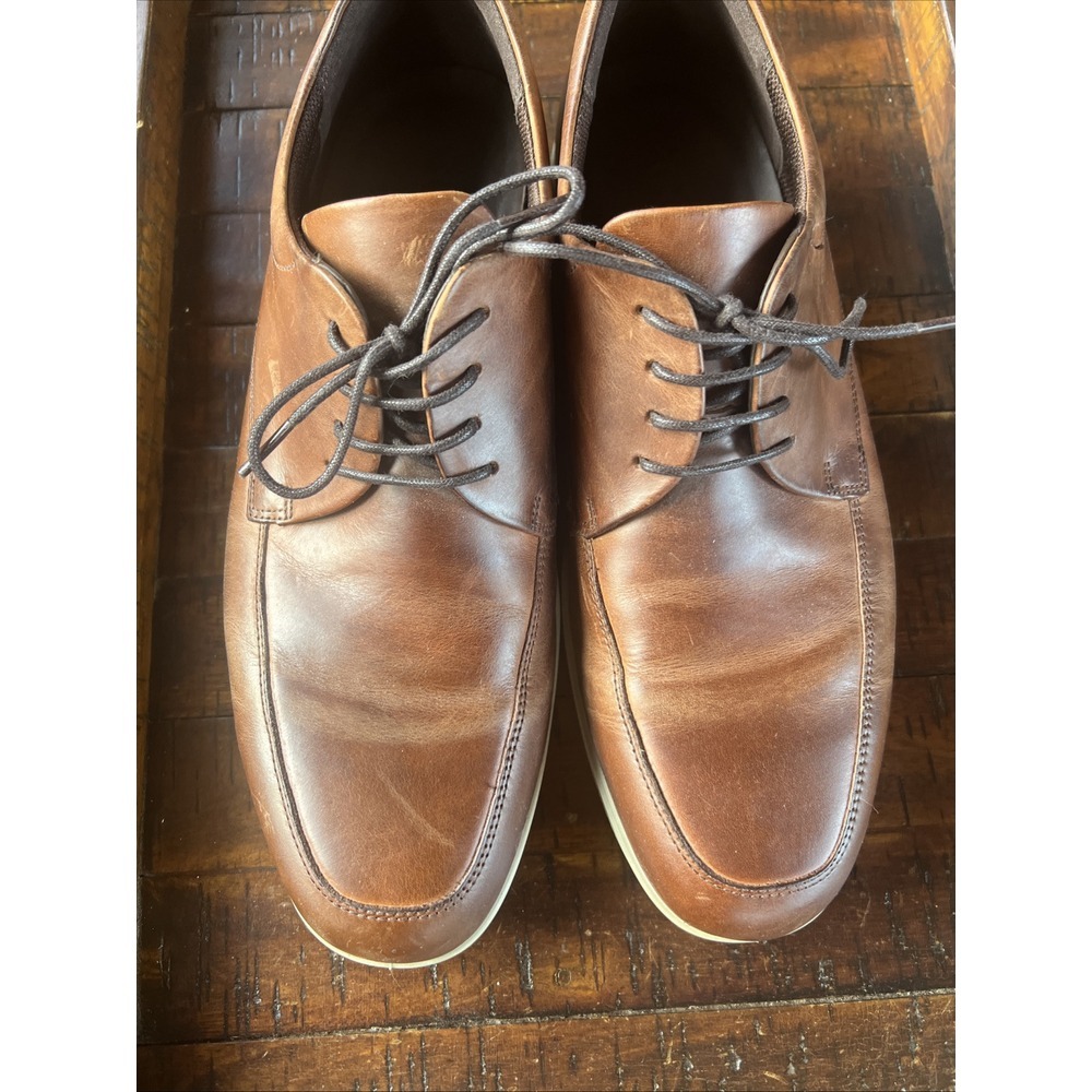 ECCO Men's Brown‎ Leather OXFORD Lace-Up Comfort Shoes Size: 9-9.5M